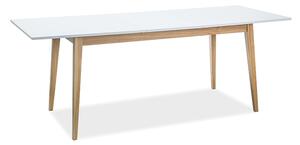 Étkezőasztal, fehér/matt/tölgy, CESAR 120 (165) x68