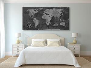 Kép rusztikus világ térkép fekete fehérben