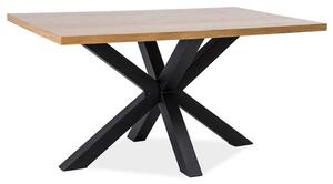 Étkezőasztal, fekete/tölgy, CROSS 180x90
