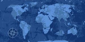 Parafa kép rusztikális világ térkép kék színben
