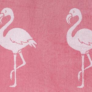 Goldea nagy frottír strandtörölköző, fehér flamingó madarak - világos rózsaszínű 90 x 180 cm 90 x 180 cm