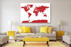 Kép világ térkép egyes államokkal piros színben