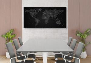 Kép világ térkép éjszakai égbolt fekete fehér kivitelben