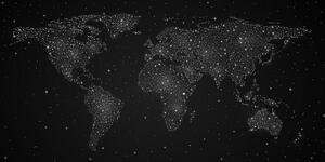 Parafa kép világ térkép éjjeli égbolt kivitelben fekete fehérben