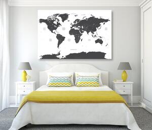 Kép világ térkép egyes államokkal szürke színben - 60x40