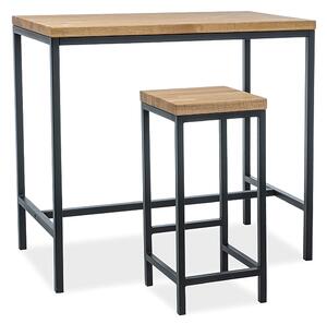 Bárasztal természetes/fekete/tölgy, METRO 110x60x100
