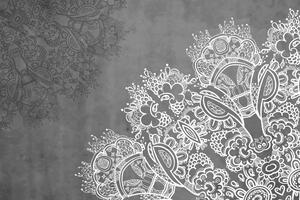 Kép virágos Mandala része fekete fehérben