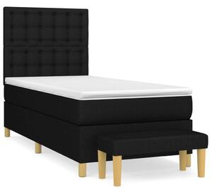 VidaXL Fekete Szövet Ágy - Rugós Matraccal - 80x200 cm