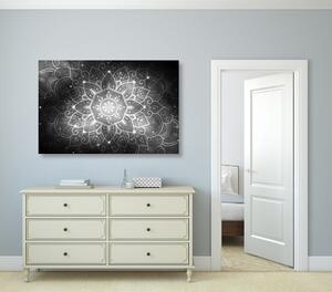 Kép Mandala galaktikus háttérrel fekete fehérben