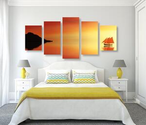 5 részes kép narancssárga vitorlás hajó