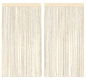 2 db krémszínű zsinórfüggöny 100 x 250 cm