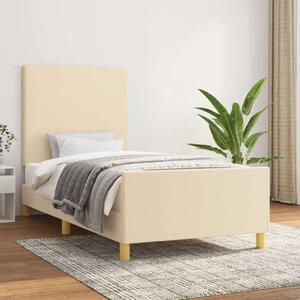 VidaXL krémszínű szövet ágykeret fejtámlával 80 x 200 cm