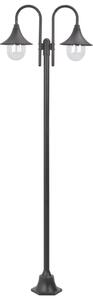 Bronzszínű 2-égős alumínium kerti állólámpa, E27, 220 cm