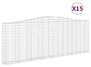 VidaXL 15 db íves horganyzott vas gabion kosár 400x30x140/160 cm