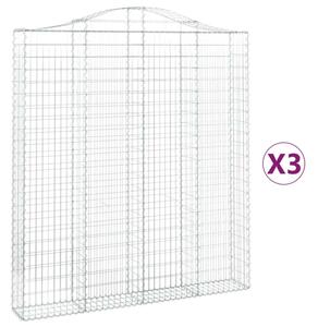 VidaXL 3 db íves horganyzott vas gabion kosár 200x30x220/240 cm
