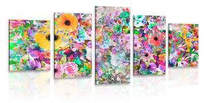5 részse kép színes virágok