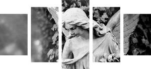 5 részes kép angyal szobor fekete fehérben
