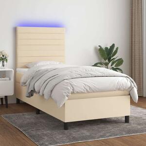 VidaXL LED-es Ágy - Krémszínű - 90x200 cm