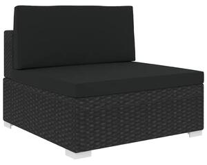 VidaXL 1 db fekete polyrattan moduláris középső kanapé párnákkal