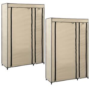 2 db krémszínű összecsukható szövet ruhásszekrény 110x45x175 cm