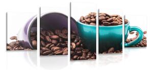 5 részes kép csésze tele kávébabbal