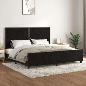VidaXL fekete bársony ágykeret fejtámlával 200 x 200 cm