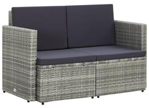 VidaXL szürke kétszemélyes polyrattan kerti kanapé párnákkal