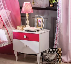 Hálószoba Bútor Szett Lányoknak és Tiniknek, Forgácslap, 4 darab Yakut Fehér / Sötét Rózsaszín