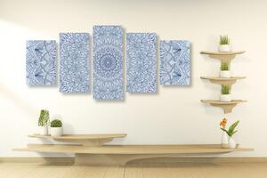 5 részes kép részletes Mandala kék színben