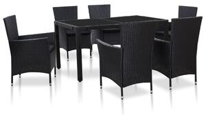7 részes fekete kültéri polyrattan étkezőgarnitúra