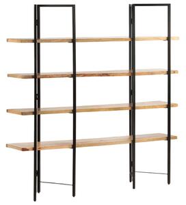4 szintes tömör mangófa könyvespolc 160 x 35 x 160 cm