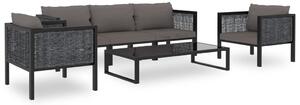 6 részes antracitszürke kerti polyrattan ülőgarnitúra párnákkal