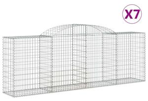 VidaXL 7 db íves horganyzott vas gabion kosár 300 x 50 x 100/120 cm