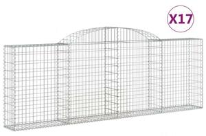 VidaXL 17 db íves horganyzott vas gabion kosár 300 x 30 x 100/120 cm