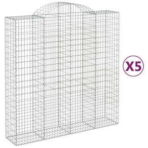 VidaXL 5 db íves horganyzott vas gabion kosár 200x50x200/220 cm