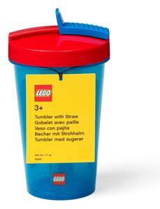Iconic kék pohár piros fedéllel és szívószállal, 500 ml - LEGO®