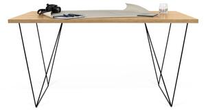 Flow íróasztal tölgyfa dekorral, fekete lábakkal, 140 x 75 cm - TemaHome