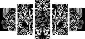 5 részes kép egészség Mandala fekete fehérben