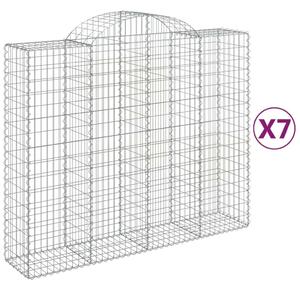 VidaXL 7 db íves horganyzott vas gabion kosár 200x50x160/180 cm