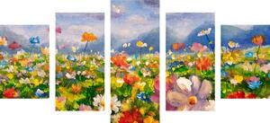 5 részes kép olajfestmény vad virágok