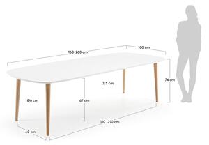Fehér bővíthető étkezőasztal fehér asztallappal 100x160 cm Oqui – Kave Home