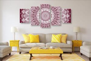 5 részes kép Mandala harmóniája rózsaszínű háttéren