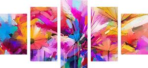 5 részes kép absztrakt színes virágok