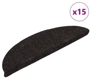 15 db sötétbarna tűlyukasztott öntapadó lépcsőszőnyeg 56x17x3cm