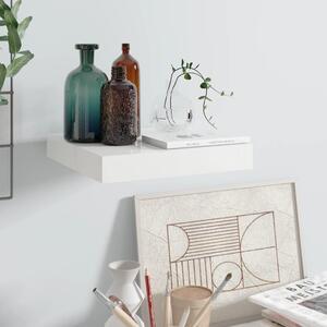 Magasfényű fehér MDF lebegő fali polc 23 x 23,5 x 3,8 cm