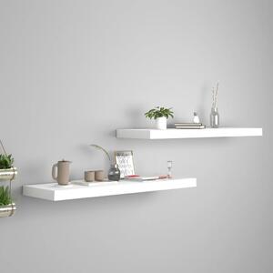 2 db fehér MDF lebegő fali polc 80 x 23,5 x 3,8 cm