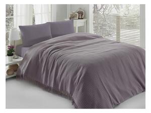 Pique lila pamut kétszemélyes ágytakaró, 220 x 240 cm