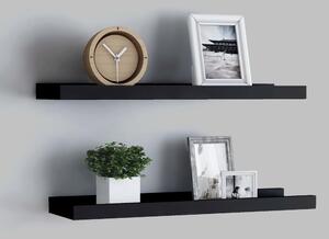 2 db fekete MDF szegélypolc képkeretekhez 40 x 9 x 3 cm