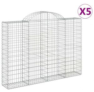 VidaXL 5 db íves horganyzott vas gabion kosár 200x30x140/160 cm