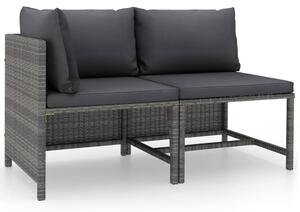 2 részes szürke polyrattan kerti kanapészett párnákkal